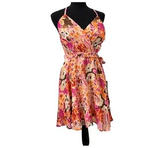 🆕Lulus Loving Romance Peach Multi Floral Backless Surplice Mini Dress
